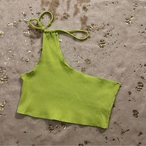 NWOT Aerie XL Ribbed Tie Cropped One Shoulder Tank Top